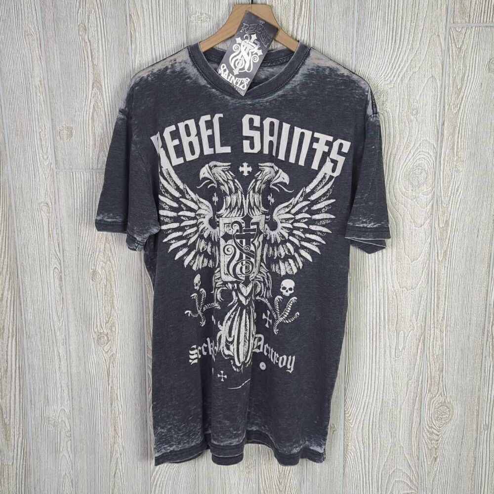 Brand New Rebel Saints Men’s 2XL XXL Short Sleeve Eagle T-Shirt USA